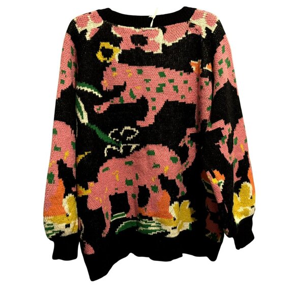 Umgee USA Oversized Colorful Animal Elephant Print Pullover Sweater Sz XL NEW - Picture 3 of 6